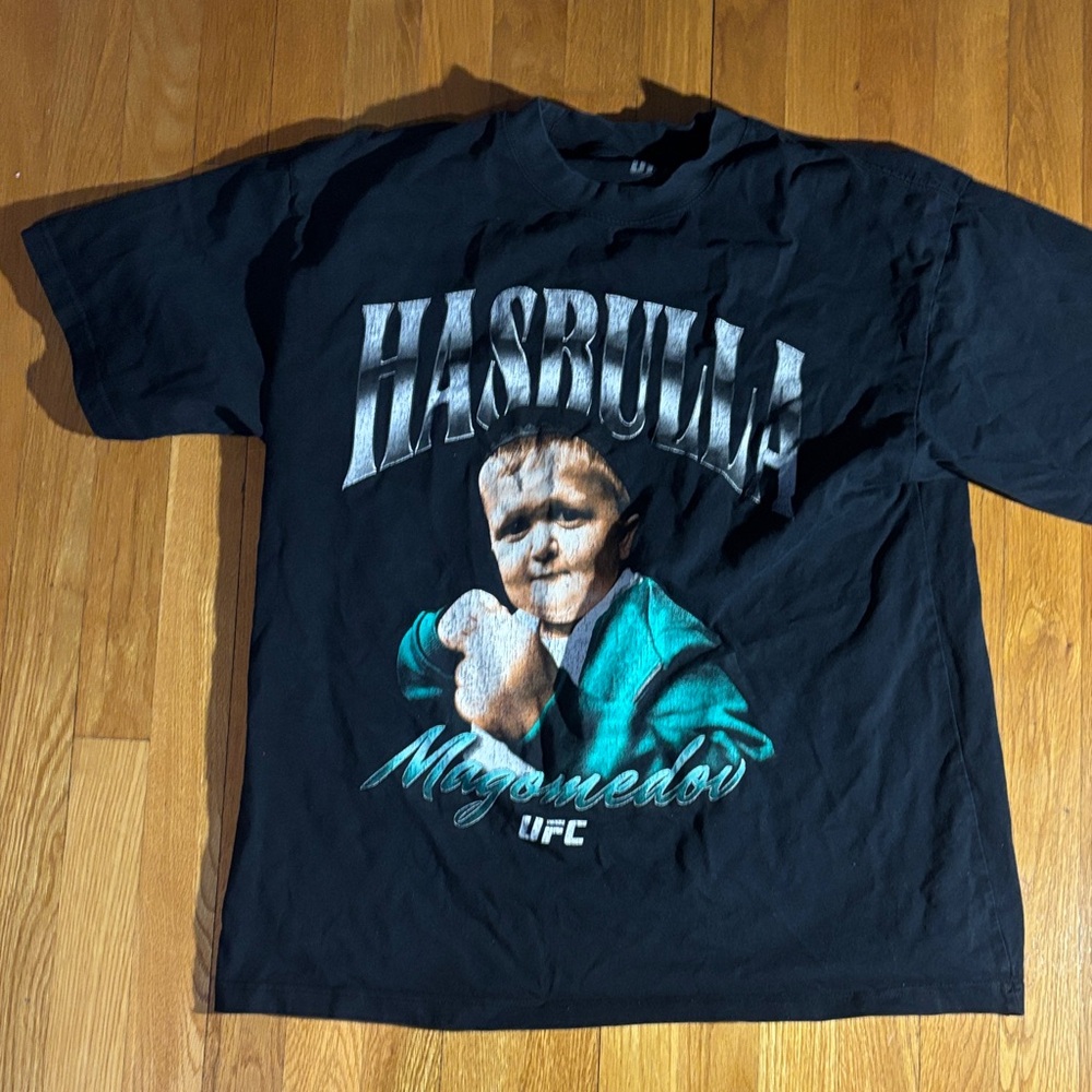 UFC Black Graphic T-Shirt with Hasbulla Print